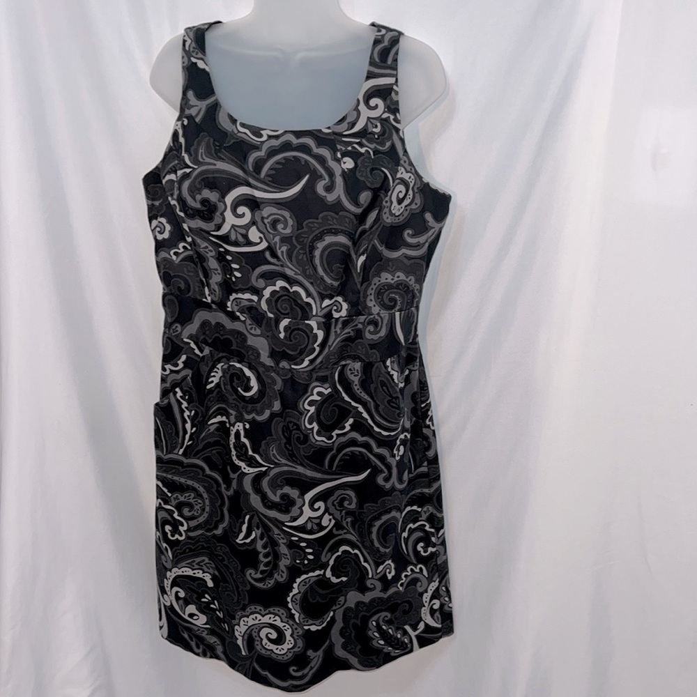 Gap Womens Black Gray Paisley Lined Sleeveless Dress Size 12